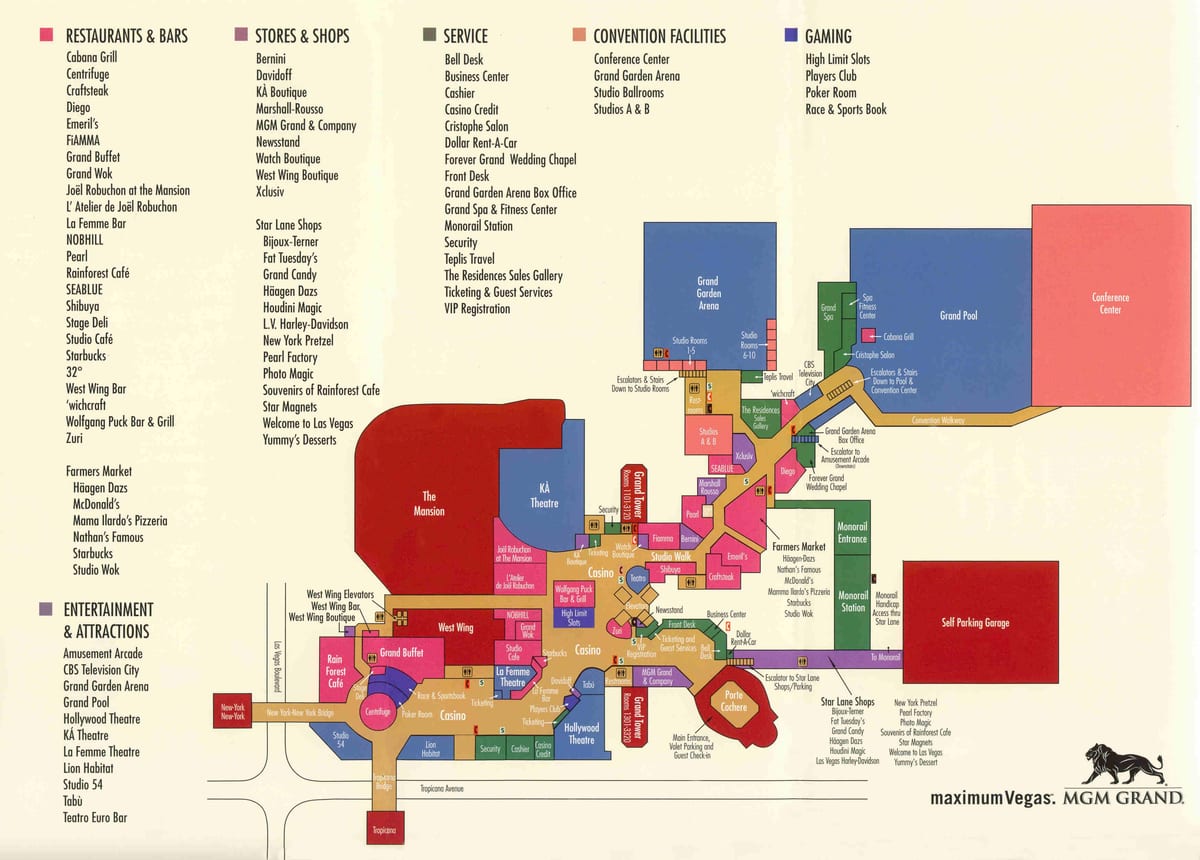 MGM grand, Las Vegas haritası